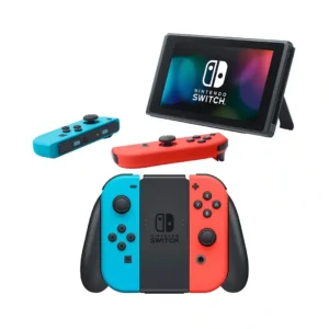 Alternative view of Nintendo Switch with Neon Blue and Neon Red Joy‑Con